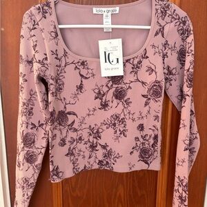 Lola Grace Mauve Floral Crop Top